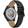 Caravelle by Bulova Men's Automatic Watch: Black Stainless Steel Case, Black Leather Strap, Skeleton Dial, 24-Hour Time, Gold Accents, Model 45A153 - 3 of 4
