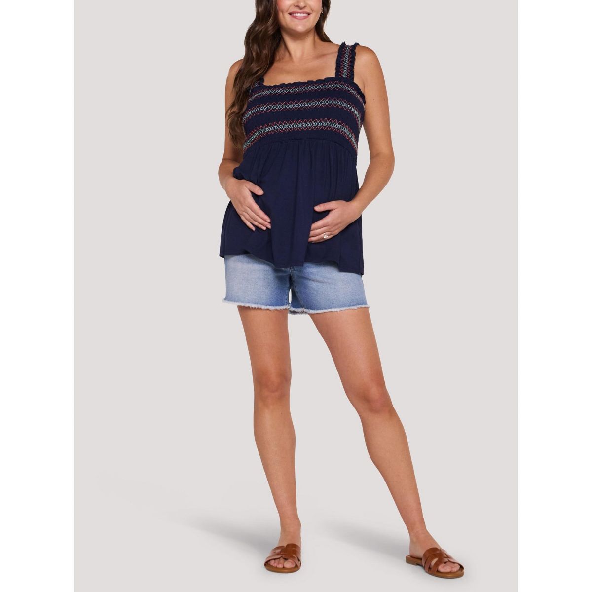Women's Smocked Embroidery Babydoll Tank | Motherhood Maternity - thumbnail 9
