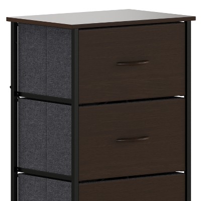 Emma 4-Drawer Brown and Black Vertical Storage Dresser