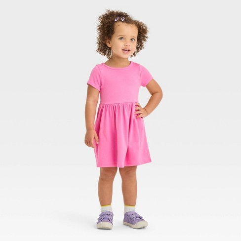 Toddler Girls' Solid Knit Short Sleeve T-shirt - Cat & Jack™ Light Pink 4t  : Target