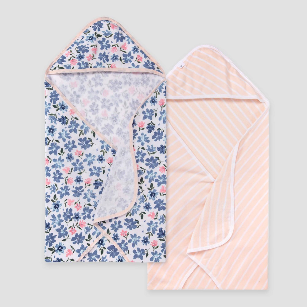 Photos - Towel Burt's Bees Baby® Set of 2 Botanical Hooded  - Light Pink