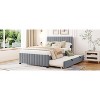 Okak Full Elegant Platform Bed Frame with Velvet Upholstered and Twin Size Trundle No Springs Required Easy to Assemble, Gray - 3 of 4