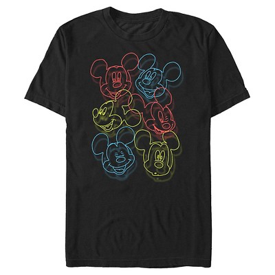 Men's Mickey & Friends Neon Heads T-shirt : Target