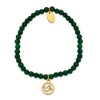 Chisel Stainless Steel Polished Yellow IP-plated Dove 4mm Green Jade Beaded Stretch Bracelet - 3 of 4