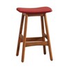 TOAOTBNBOB Mid-Century Counter Height Bar Stools Set of 2, Wood Barstools for Dining Room and Kitchen Island, Upholstered Bar Chairs Set of 2, Red - 4 of 4
