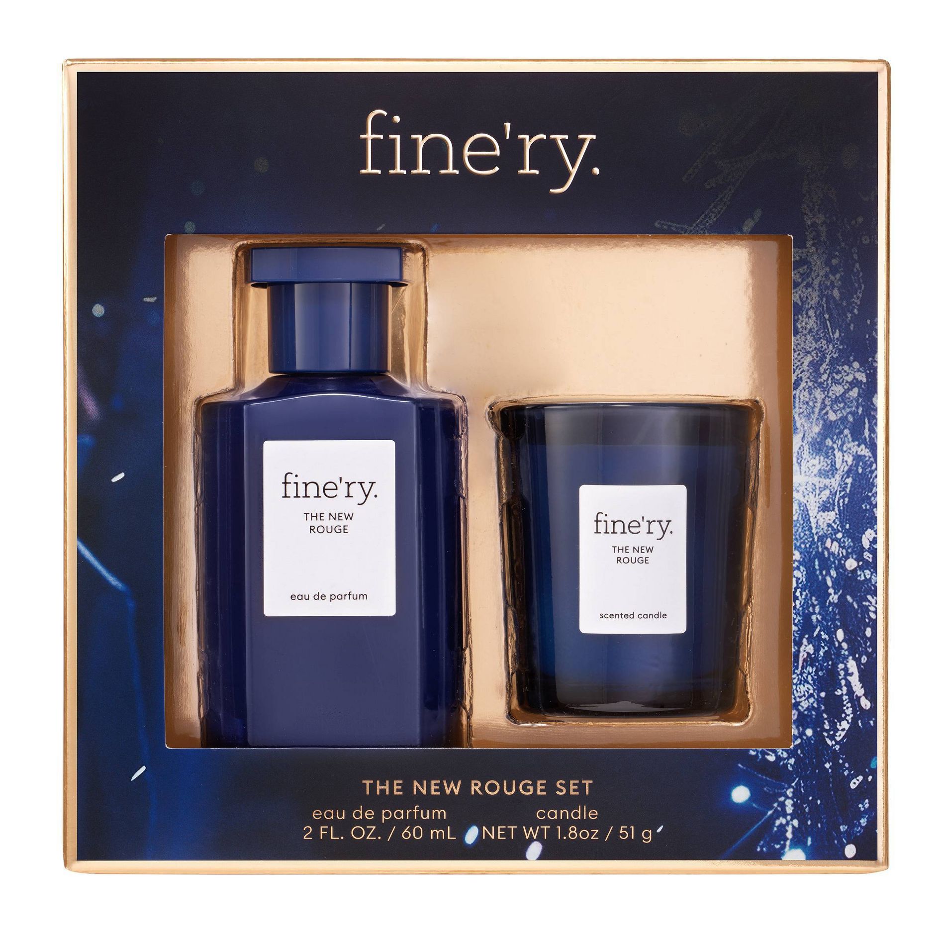 fine'ry. Full Size EDP + Mini Candle Gift Set - The New Rouge - 2pc