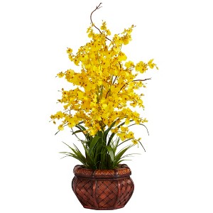 Nearly Natural Dancing Lady Artificial Flower Arrangement, Yellow - 1 of 4