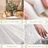 Silver and White Christmas Tree Skirt, 48-Inch Elegant Velvet & Brocade Holiday Tree Base Cover with Pleated Trim| OrnamentallyYou - 4 of 4