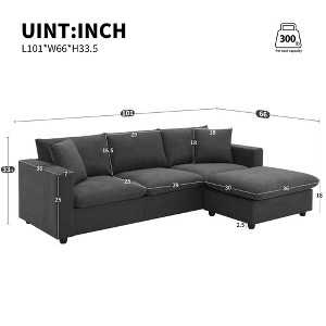 UPHA 4-Seat Sectional Sofa Polyester Fabric Couch Set with Convertible Ottoman for Living Room - 1 of 4