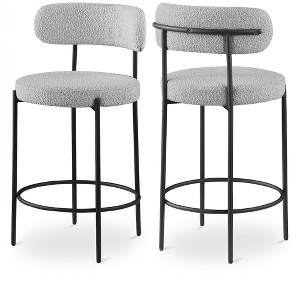 Meridian Furniture,Beacon Grey Boucle Fabric Stool, Set of 2 - 1 of 4