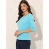 INSPIRE CHIC Women's Classic Solid Elbow Sleeves Round Neck Slim Fit T-Shirts - image 3 of 4