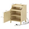 Airsurfer Compact Light Wood Bedside Table Modern Nightstand with USB Ports Storage Solution for Bedroom Organization - 3 of 4