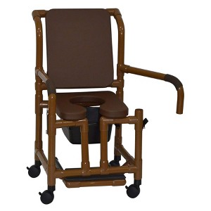MJM International Corporation Shower Chair 18 In Width 3 In Openfront Brown Seat Brown Padded Backdual Arms Sliding Footrest 10 Qt Slide 300 Lb Wt - 1 of 1