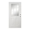 Wooakway 36"W×80"H 9-Lite 2-Panel Exterior Frosted Glass Prehung Front Entry Door Primed Interior Fiberglass Entrance Door - 4 of 4