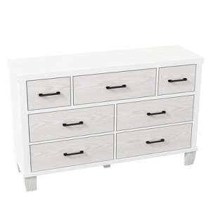 7-Drawer Dresser, Modern Wooden Bedroom Chest of Drawers With Storage Drawers, Farmhouse Style TV Stand for Living Room, Bedroom, Hallway, White - 1 of 4