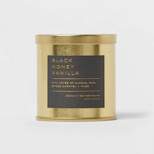 4oz Lidded Metal Jar Black Honey Vanilla Candle Gold - Threshold™