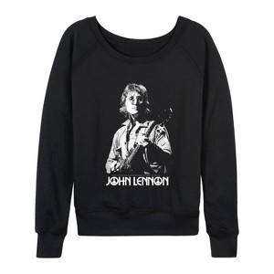 Women's - John Lennon - John Lennon Portrait Lightweight French Terry Wide Neck Long Sleeve Graphic Shirt - 1 of 4