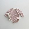 MyKids-Usa Baby Girl Solid Color Long Sleeves Soft Cotton Intimate Bodysuit - 3 of 4