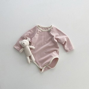 MyKids-Usa Baby Girl Solid Color Long Sleeves Soft Cotton Intimate Bodysuit - 1 of 4
