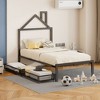 Twin-Size Metal Bed with Storage Drawers and House-Inspired Headboard - 2 of 4