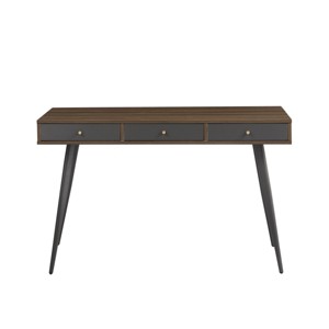 GlasFlength Desks Modern Writing Study Desk with Three Drawers Multifunctional Home Office Computer Desk, Brown, 47.24"*19.68"*29.37" - 1 of 4