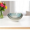 HomeRoots Set of Three Blue And White Ceramic Decorative Bowl - 2 of 4
