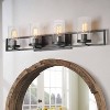 LNC Lapps 31.5-in 4-Lights Brushed Grey and Seeded Glass Farmhouse Vanity  Lights - 2 of 4