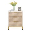 Resenkos Night Stands for Bedrooms, White and Gold Light Wood Grain Nightstands with 3 Drawers Bedside End Tables Storage for Living Room Brown - 3 of 4