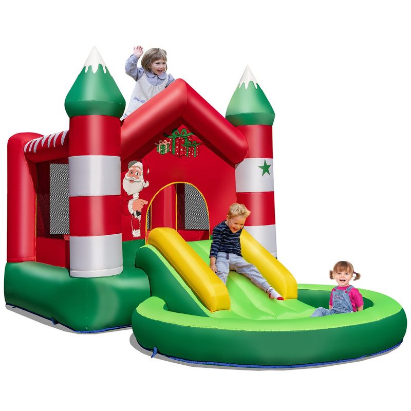 Costway Inflatable Bounce House Kids Christmas w/ Slide & Trampoline & Pool Without Blower, 1 of 11