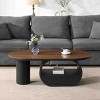 Modern Oval Coffee Table with Storage Drawer, Faux Marble Coffee Table with Metal Frame,Living Room Coffee Table with Adjustable Feet-Baofuwish - 3 of 4