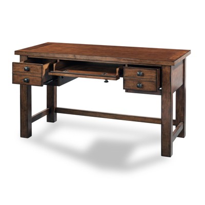Tahoe Aged Maple Executive Desk with Keyboard Tray and Drawers
