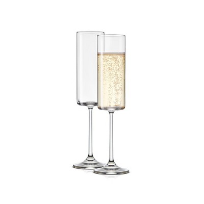 JoyJolt Claire Crystal Cylinder Champagne Glasses - Set of 2 Champagne Flutes - 5.7 oz
