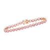 Designs By Gioelli 14K Rose Gold Over Sterling Silver Created Pink Sapphire Tennis Bracelet - 3 of 3