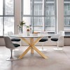 Poly & Bark 48" Kennedy Round Dining Table Natural/Oak: Solid Rubberwood Base, Tempered Glass Top - 2 of 4