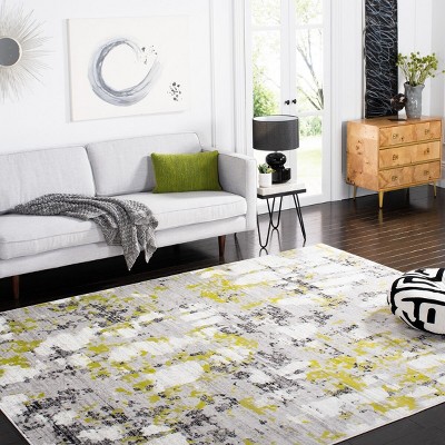 Reversible Grey/Green Abstract Synthetic 8' x 10' Area Rug
