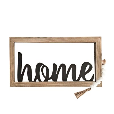 VIP Wood 15 in. Black Home with Beads and Tassel Sign