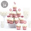 Big Dot of Happiness Pink Elegant Cross - Cupcake Decoration - Girl Religious Party Cupcake Wrappers and Treat Picks Kit - Set of 24 - 2 of 4