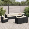 vidaXL Patio Lounge Set with Cushions Sectional Sofa Garden Backyard Poly Rattan - Black and Cream 8 Piece - 2 of 4