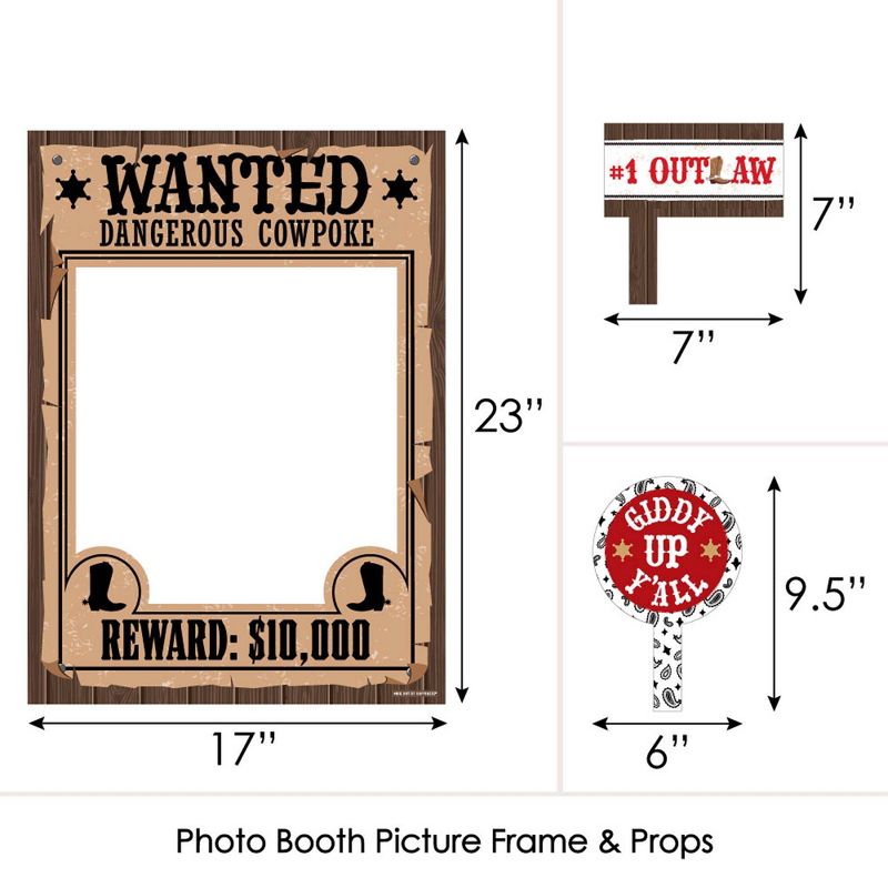 Big Dot of Happiness Western Hoedown - Wild West Cowboy Party Selfie Photo Booth Picture Frame and Props - Printed on Sturdy Material, 5 of 8