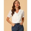 Allegra K Women's Elegant Ruffle V Neck Short Sleeve Swiss Dots Chiffon Blouse - 2 of 4