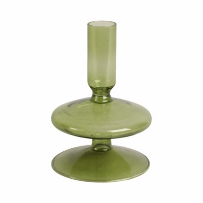 Glass Taper Candle Holder - Elegant Modern Boho Glass Candle Stand for Home, Office, Bedroom, or Living Room