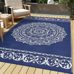 Outdoor Rug Carpet Waterproof Rug Indoor Outdoor Area Rug for RV Camping Picnic Reversible Lightweight Plastic Straw Outside Rug for Patio - 1 of 4