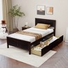 Tangkula Twin Size Wooden Bed Frame with 2 Storage Drawers & Under-bed Storage Espresso - 3 of 4