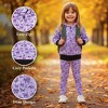 The Pink Picket Fence - Suzie Dinosaur Hoodie, Dress, and Leggings Set in Purple - Hand Painted Dino Print Turned Pattern Repeat - 2 of 4