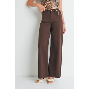 Women's High Rise Mini Patch Pocket Wide Leg Jean - JBD. - 1 of 4