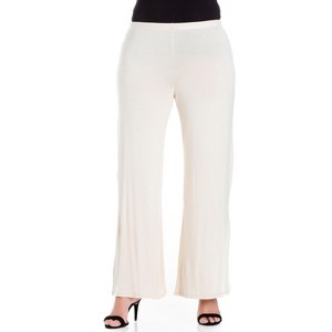 24seven Comfort Apparel Women's Plus Women's Plus Wide-leg Palazzo Pants - 1 of 4