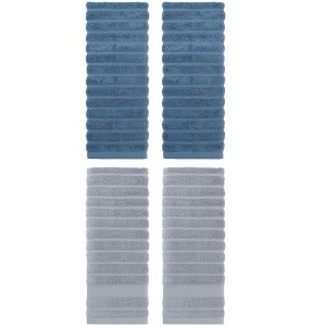 Unique Bargains Bathroom Cotton Stripe Pattern Soft Comfortable Hand Towels 4 Pcs 14" x 30" - 1 of 4