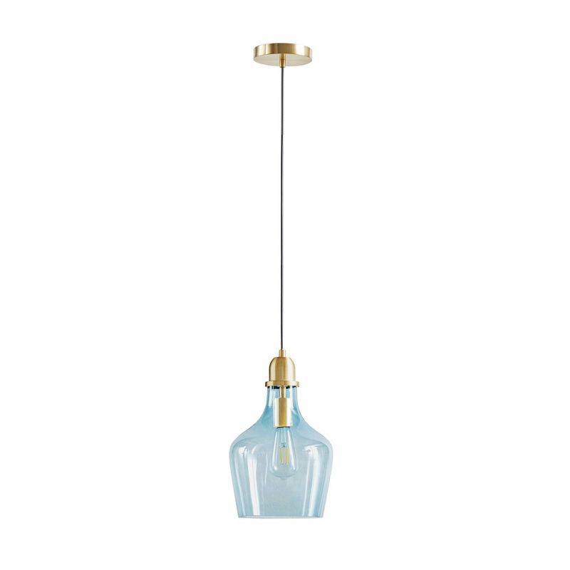 Auburn Bell Shaped Glass Pendant Gold/Blue - Hampton Hill, 5 of 9