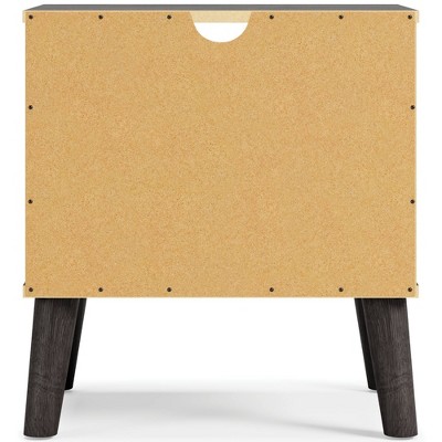 Contemporary Two-Toned Beige & Black Nightstand with Open Shelving