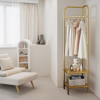 Corner Coat Racks, Heavy Duty Clothing Rack, Freestanding Garment Rack, Metal Clothes Racks Shoes Shelf Organizer for Entryway Bedroom